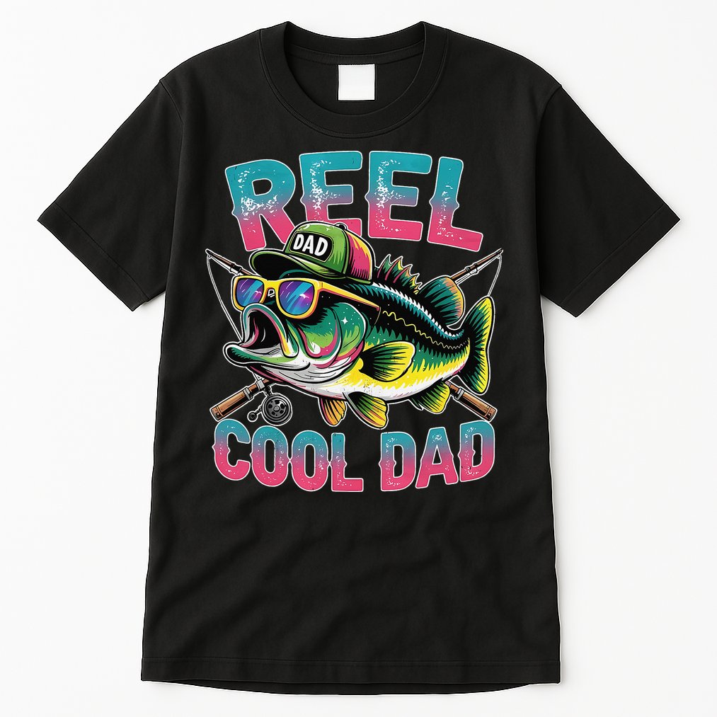 Reel Cool Dad Fishing Fisher Funny Fisherman Fathers Day Tall T-Shirt