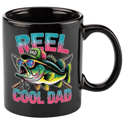 Reel Cool Dad Fishing Fisher Funny Fisherman Fathers Day 11oz C Handle Ceramic Mug