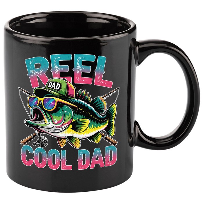 Reel Cool Dad Fishing Fisher Funny Fisherman Fathers Day 11oz C Handle Ceramic Mug