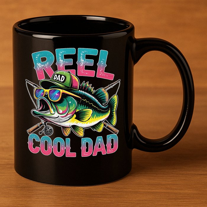 Reel Cool Dad Fishing Fisher Funny Fisherman Fathers Day 11oz C Handle Ceramic Mug