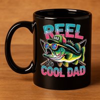 Reel Cool Dad Fishing Fisher Funny Fisherman Fathers Day 11oz C Handle Ceramic Mug