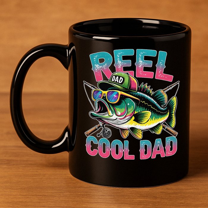 Reel Cool Dad Fishing Fisher Funny Fisherman Fathers Day 11oz C Handle Ceramic Mug