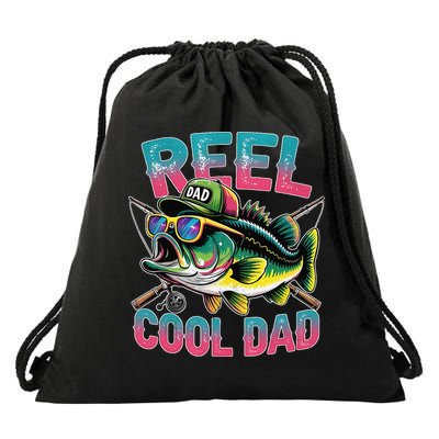 Reel Cool Dad Fishing Fisher Funny Fisherman Fathers Day Drawstring Bag