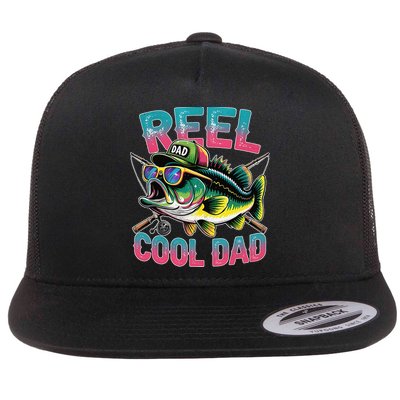 Reel Cool Dad Fishing Fisher Funny Fisherman Fathers Day Flat Bill Trucker Hat