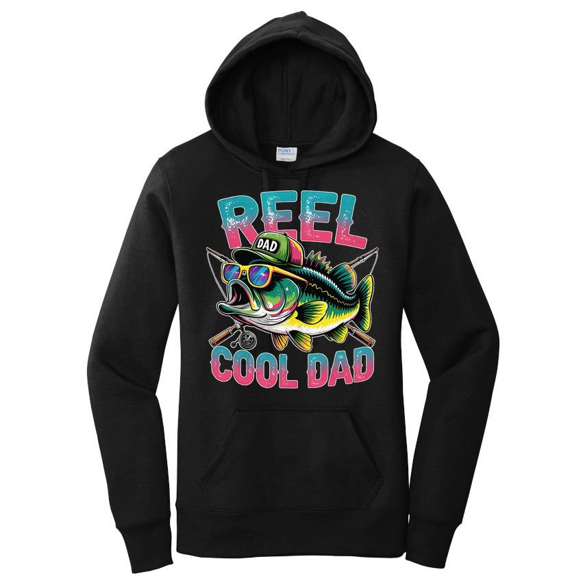 Reel Cool Dad Fishing Fisher Funny Fisherman Fathers Day Women's Pullover Hoodie