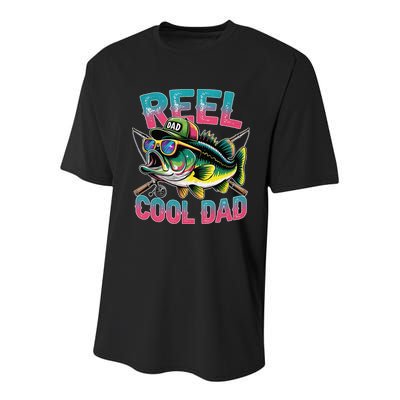 Reel Cool Dad Fishing Fisher Funny Fisherman Fathers Day Youth Performance Sprint T-Shirt