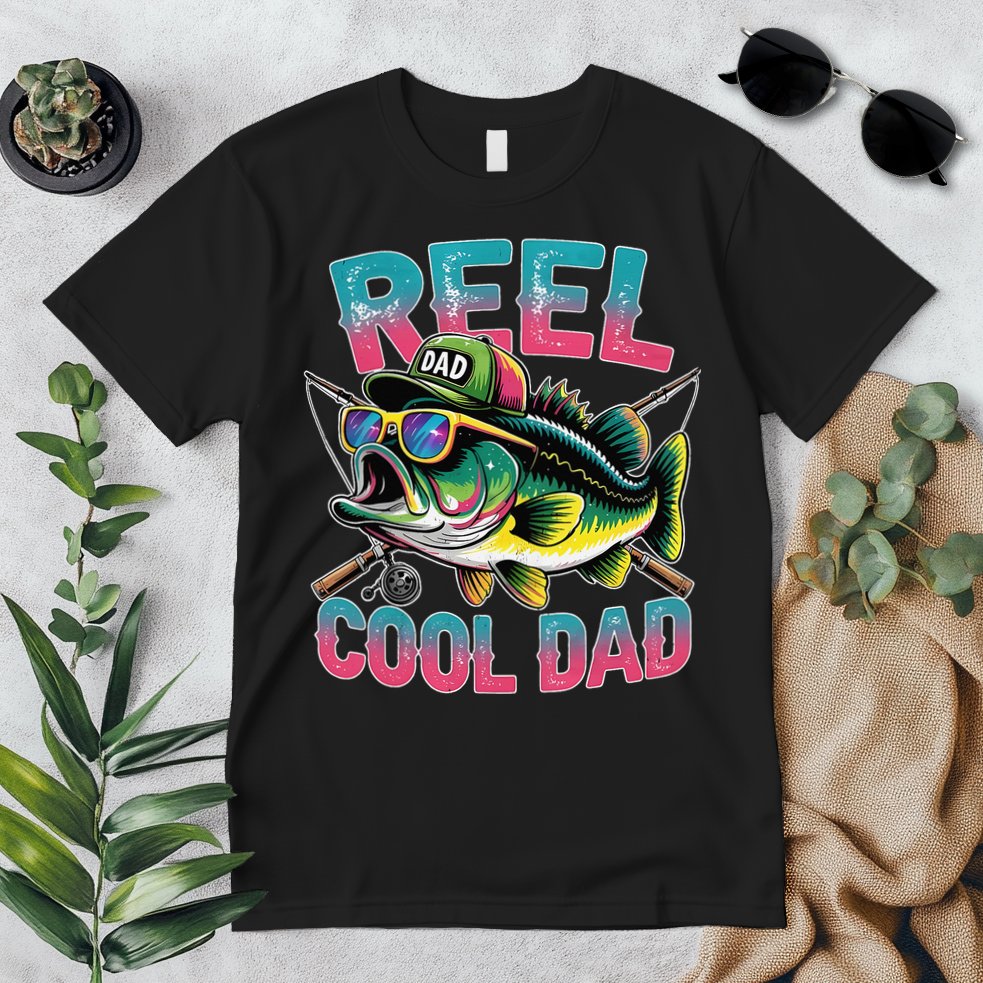 Reel Cool Dad Fishing Fisher Funny Fisherman Fathers Day Premium T-Shirt