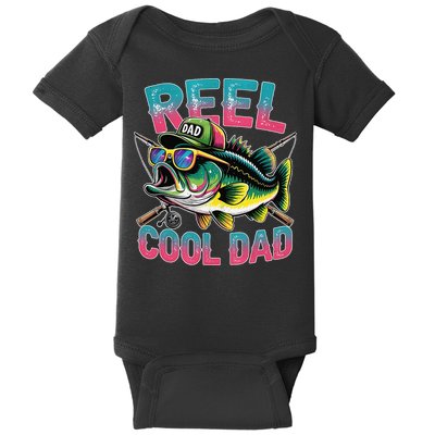 Reel Cool Dad Fishing Fisher Funny Fisherman Fathers Day Baby Bodysuit