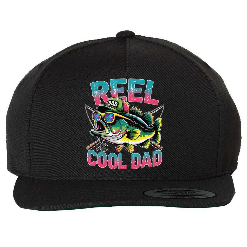 Reel Cool Dad Fishing Fisher Funny Fisherman Fathers Day Wool Snapback Cap