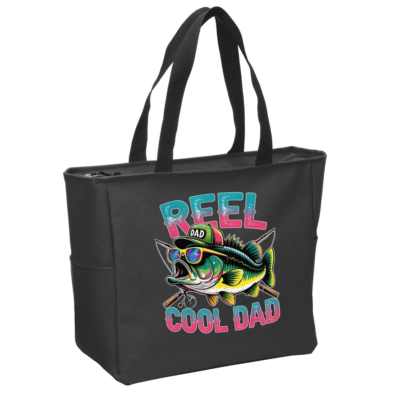 Reel Cool Dad Fishing Fisher Funny Fisherman Fathers Day Zip Tote Bag