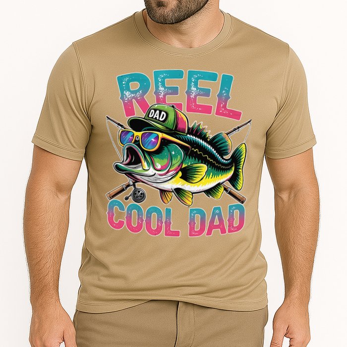 Reel Cool Dad Fishing Fisher Funny Fisherman Fathers Day Cooling Performance Crew T-Shirt