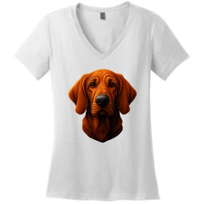 Redbone Coonhound Dog Women's V-Neck T-Shirt