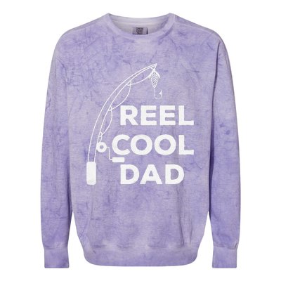 Reel Cool Dad Fishing Daddy Fathers Day Funny Colorblast Crewneck Sweatshirt