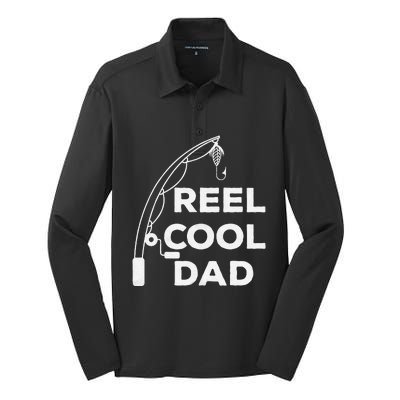 Reel Cool Dad Fishing Daddy Fathers Day Funny Silk Touch Performance Long Sleeve Polo