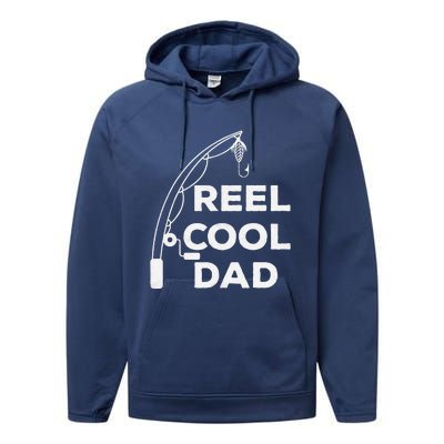 Reel Cool Dad Fishing Daddy Fathers Day Funny Performance Fleece Hoodie