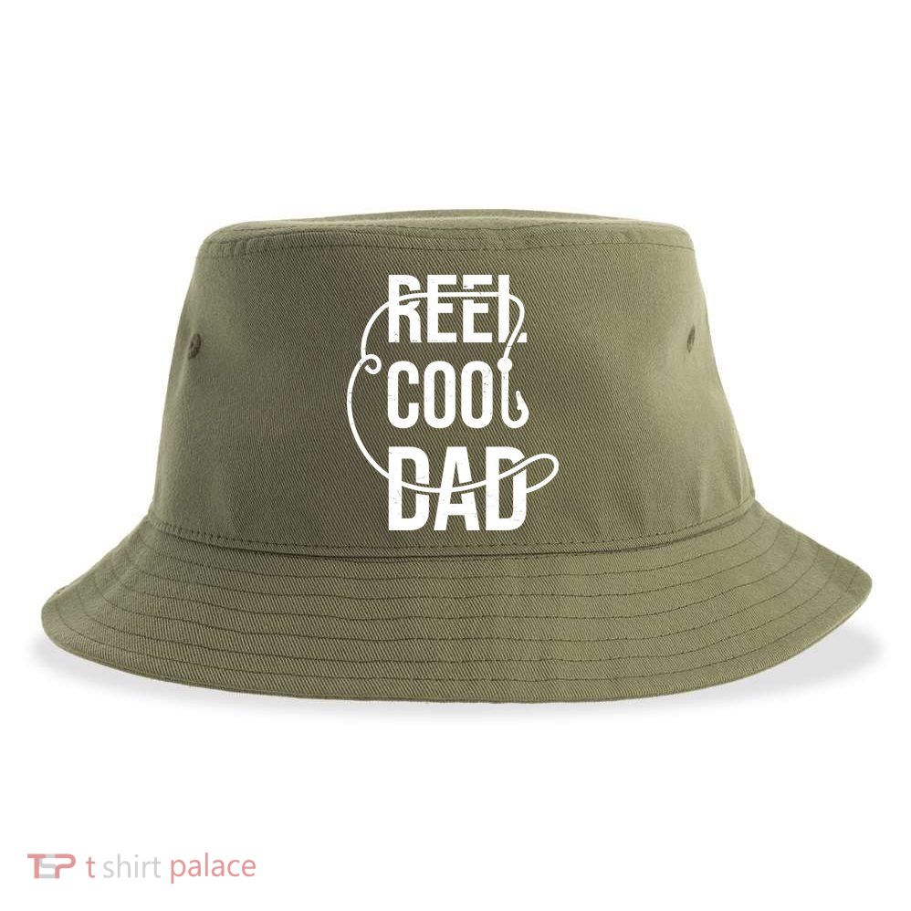 Reel Cool Dad Fishing Lover Gift Sustainable Bucket Hat
