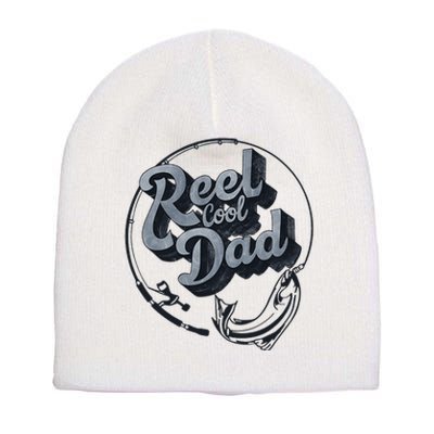 Reel Cool Dad Funny FatherS Day Fishing Design Short Acrylic Beanie