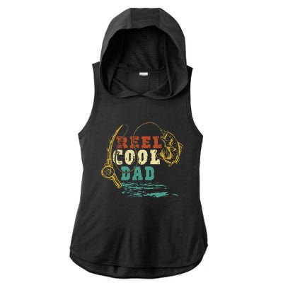 Reel Cool Dad Vintage Fishing Fathers Day Daddy Fisherman Ladies PosiCharge Tri-Blend Wicking Draft Hoodie Tank