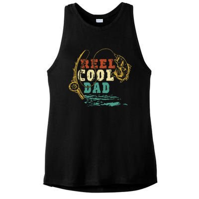 Reel Cool Dad Vintage Fishing Fathers Day Daddy Fisherman Ladies PosiCharge Tri-Blend Wicking Tank