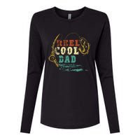 Reel Cool Dad Vintage Fishing Fathers Day Daddy Fisherman Womens Cotton Relaxed Long Sleeve T-Shirt