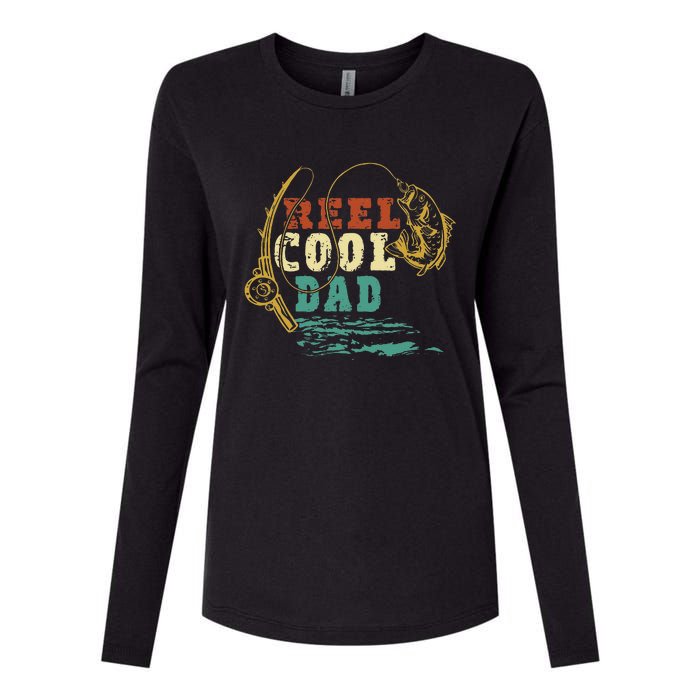 Reel Cool Dad Vintage Fishing Fathers Day Daddy Fisherman Womens Cotton Relaxed Long Sleeve T-Shirt