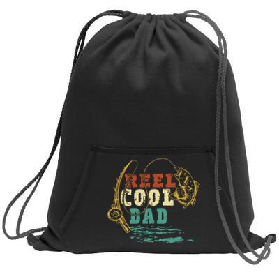 Reel Cool Dad Vintage Fishing Fathers Day Daddy Fisherman Sweatshirt Cinch Pack Bag