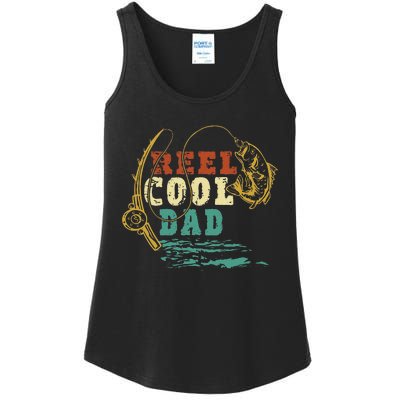 Reel Cool Dad Vintage Fishing Fathers Day Daddy Fisherman Ladies Essential Tank