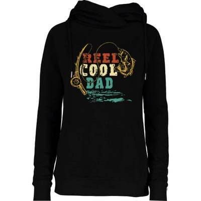 Reel Cool Dad Vintage Fishing Fathers Day Daddy Fisherman Womens Funnel Neck Pullover Hood