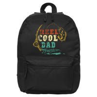 Reel Cool Dad Vintage Fishing Fathers Day Daddy Fisherman 16 in Basic Backpack