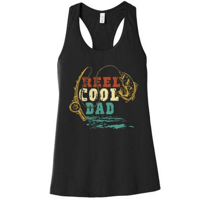 Reel Cool Dad Vintage Fishing Fathers Day Daddy Fisherman Women's Racerback Tank