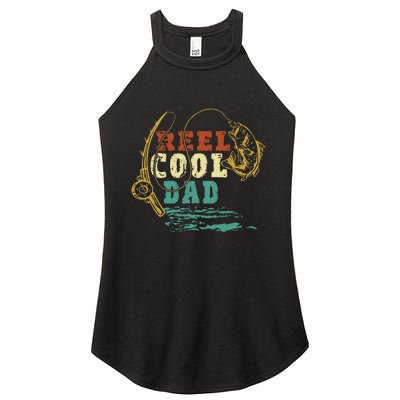 Reel Cool Dad Vintage Fishing Fathers Day Daddy Fisherman Women's Perfect Tri Rocker Tank