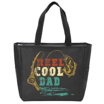 Reel Cool Dad Vintage Fishing Fathers Day Daddy Fisherman Zip Tote Bag