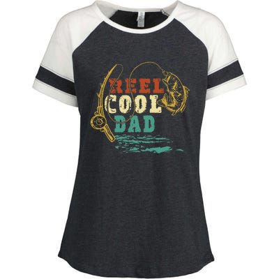 Reel Cool Dad Vintage Fishing Fathers Day Daddy Fisherman Enza Ladies Jersey Colorblock Tee