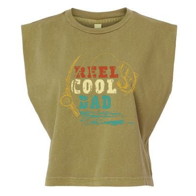 Reel Cool Dad Vintage Fishing Fathers Day Daddy Fisherman Garment-Dyed Women's Muscle Tee