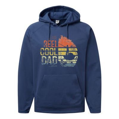 Reel Cool Dad Fisherman Daddy Fathers Day Gifts Fishing Performance Fleece Hoodie