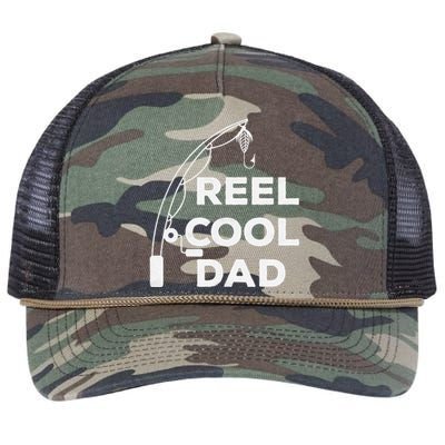 Reel Cool Dad Fishing Daddy Fathers Day Retro Rope Trucker Hat Cap