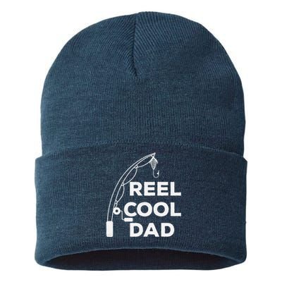 Reel Cool Dad Fishing Daddy Fathers Day Sustainable Knit Beanie