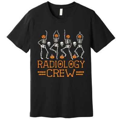 Radiology Crew Dancing Skeleton Pumpkin Funny Halloween Premium T-Shirt