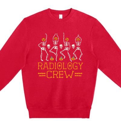 Radiology Crew Dancing Skeleton Pumpkin Funny Halloween Premium Crewneck Sweatshirt