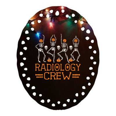 Radiology Crew Dancing Skeleton Pumpkin Funny Halloween Ceramic Oval Ornament