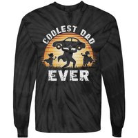 Retro Coolest Dad Ever Vintage Car Silhouette Tie-Dye Long Sleeve Shirt