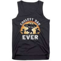 Retro Coolest Dad Ever Vintage Car Silhouette Tank Top