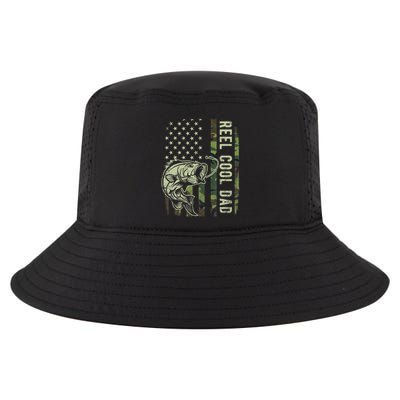 Reel Cool Dad Camouflage American Flag Cool Comfort Performance Bucket Hat