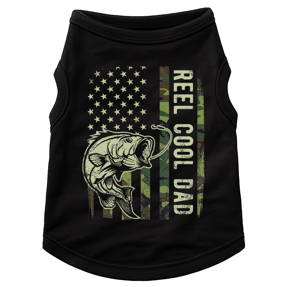 Reel Cool Dad Camouflage American Flag Doggie Tank