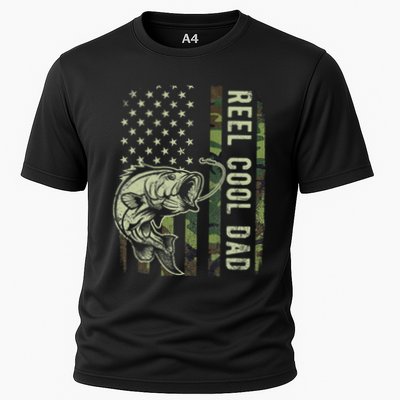 Reel Cool Dad Camouflage American Flag Performance Shirt