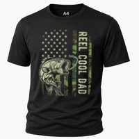 Reel Cool Dad Camouflage American Flag Cooling Performance Crew T-Shirt