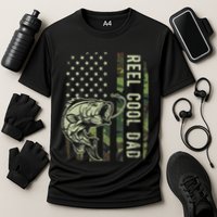 Reel Cool Dad Camouflage American Flag Cooling Performance Crew T-Shirt