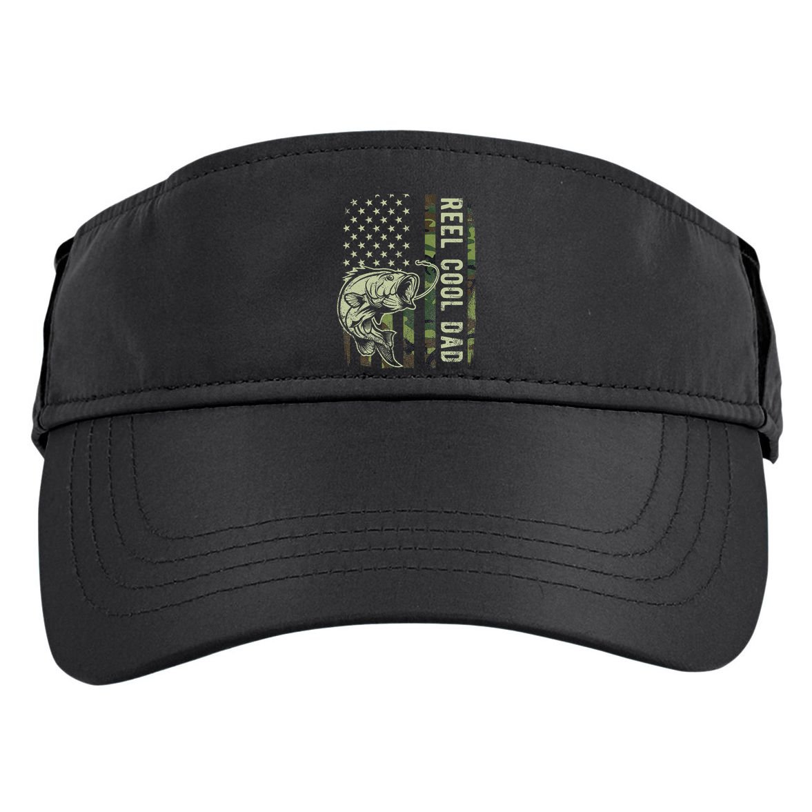 Reel Cool Dad Camouflage American Flag Adult Drive Performance Visor