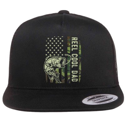 Reel Cool Dad Camouflage American Flag Flatbill Hat