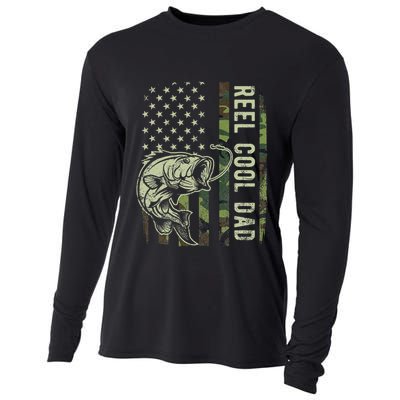 Reel Cool Dad Camouflage American Flag Cooling Performance Long Sleeve Crew
